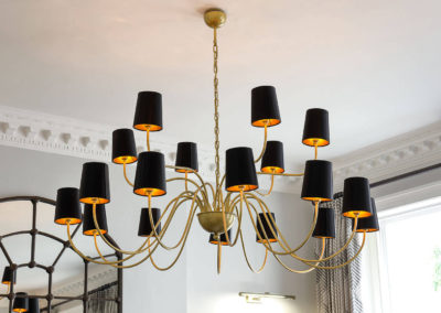 Penman Interiors Chelsea Living Room Lighting Bespoke Black Gold Pendant Decorative Styling