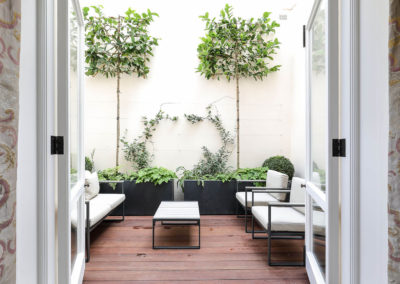 Penman Interiors Chelsea Outdoor Space Courtyard Seating Planters Trees