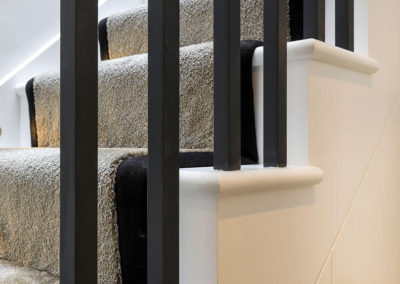 Penman Interiors Chelsea Staircase Hallway Black Stair Rods Border Runner