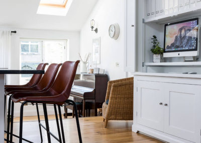Penman Interiors West Dulwich Kitchen Computer Storage Pull Out Desk Leather Stools
