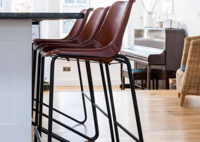 Penman Interiors West Dulwich Leather Stools Kitchen Island
